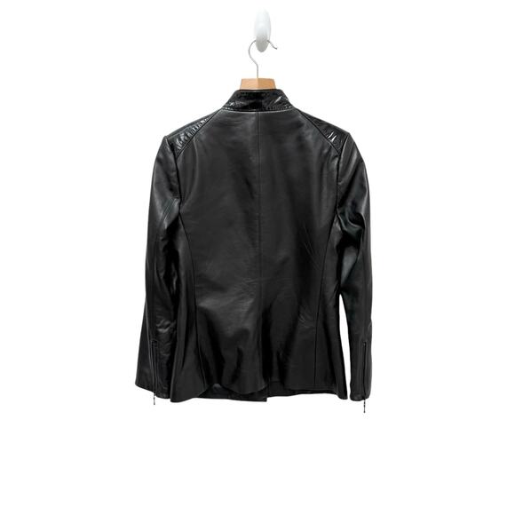 Dana Buchman Genuine Leather‎ Patent Trims Jacket Black Women’s Size 4 - Picture 4 of 10